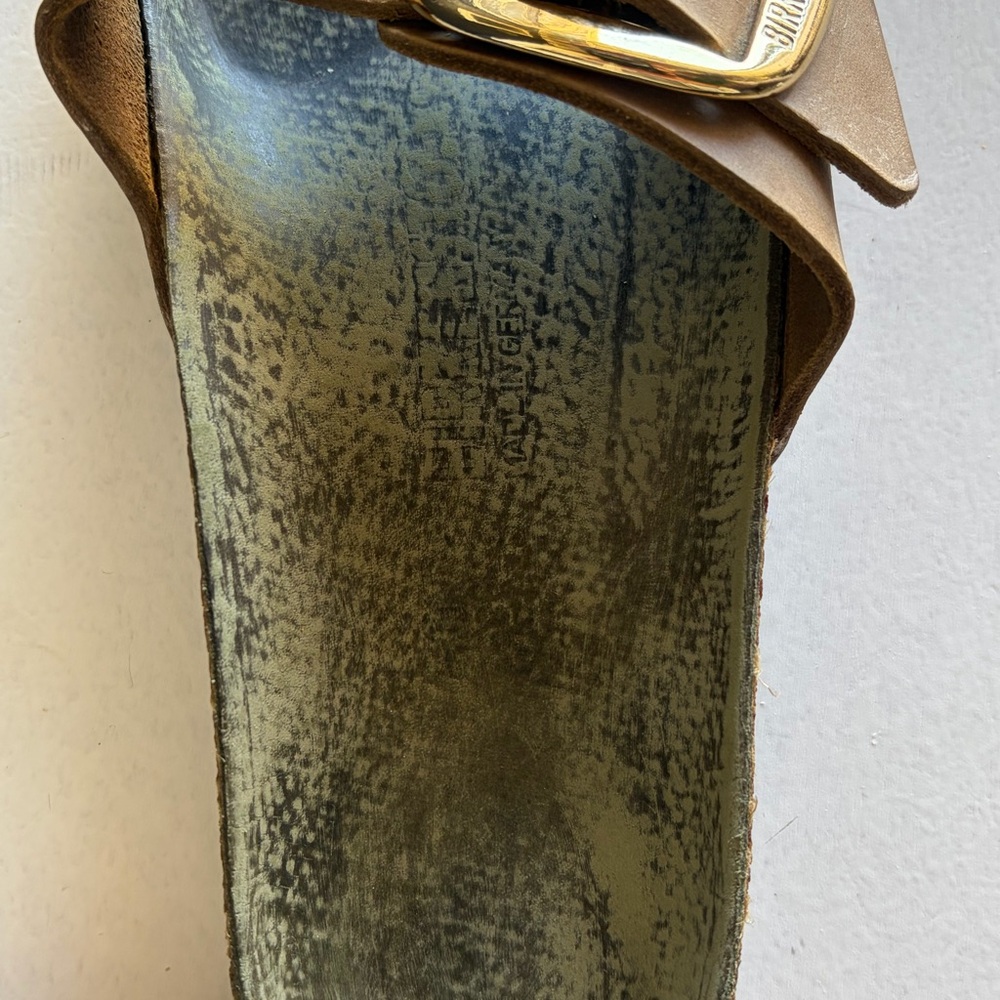 Birkenstock Brown Leather Sandals Gold Buckle Woman’s Size 40 Made in Germany - Picture 5 of 11